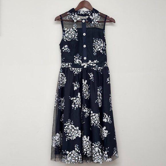 Blue Floral Midi Dress - Picture 1 of 2